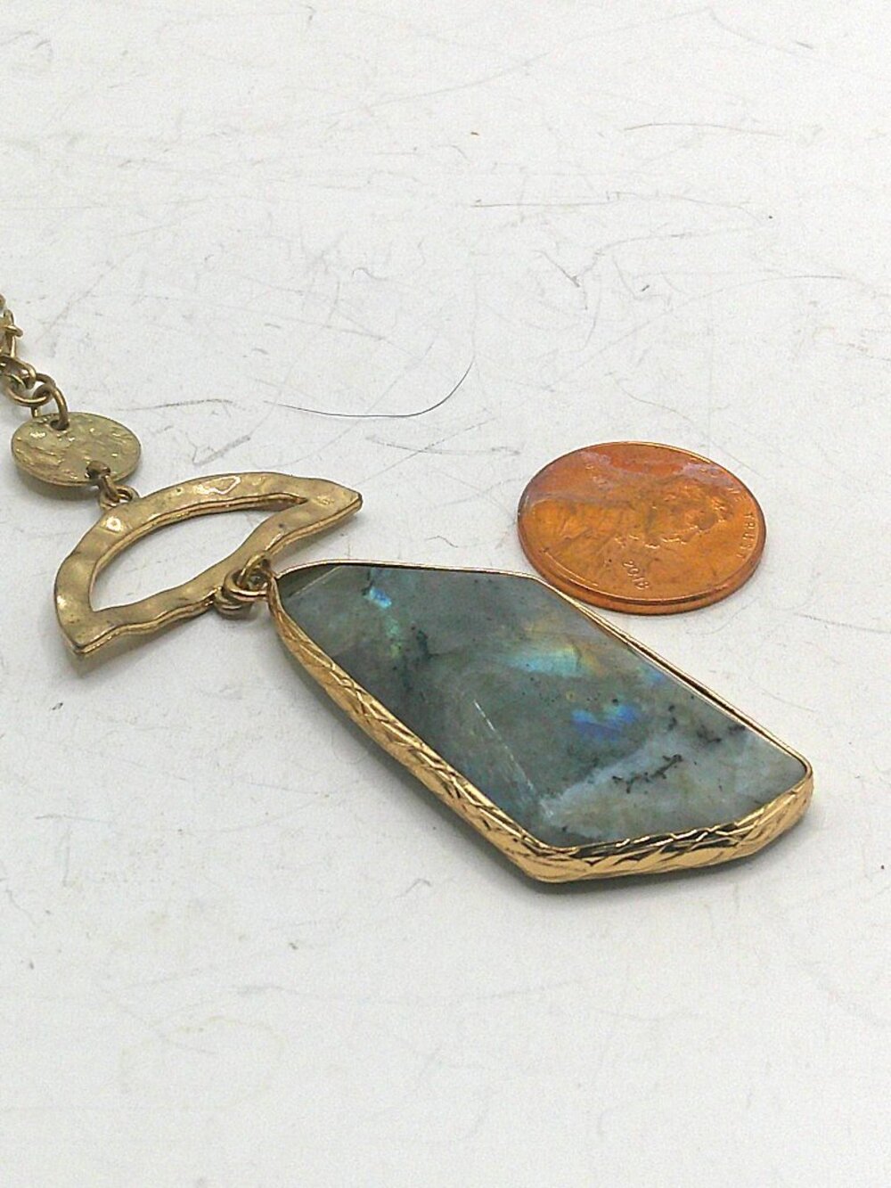 Gray Stone with Gold-tone Necklace